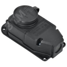 Розетка колодка с защитной крышкой 16А IP44 каучук черная GENERICA