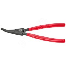 Щипцы для подковообразных пружинных стопорных колец на валах губки под углом с центрующим отверстием min зазор на кольце 22мм L=170мм Cr-V для колец более 12мм для автомобильных карданных валов