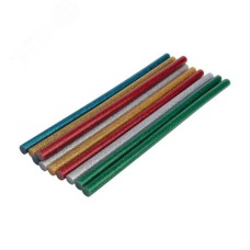 Стержни клеевые диаметр 11 мм, 270 мм, цветные с блестками (упак - 10 шт.)