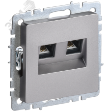 BRITE Розетка компьютерная двойная RJ45 кат.6 РК11-2-БрС сталь IEK