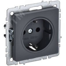 BRITE Розетка с заземлением без защитных шторок 16А РС11-1-0-БрГ графит