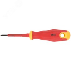 Отвертка изолированная 1000 В, CrV сталь, прорезиненная ручка 3х60 мм РН0