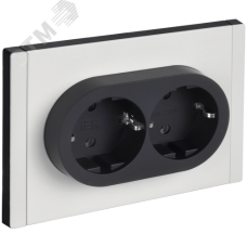 FORTE&PIANO Розетка 2-местная с заземлением без защитных шторок безвинтовое крепление 16А FP224M металл белый IEK