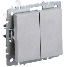 BRITE Выключатель 2-клавишный 10А безвинтовое крепление ВС11-2-0-БрА алюминий IEK
