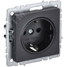 BRITE Розетка с заземлением с защитными шторками 16А РС14-1-0-БрЧ черный