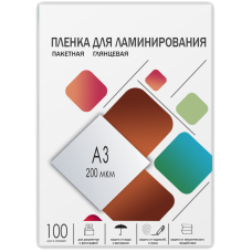 Пленка для ламинирования A3, 303х426 (200 мкм) глянцевая 100шт/ Пленка для ламинирования A3, 303х426 (200 мкм) глянцевая 100шт, ГЕЛЕОС [LPA3-200]