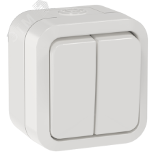 TORS Выключатель двухклавишный 10А IP55 TS305 белый IEK