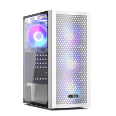 Корпус без блока питания/ Case PCCooler MA100 MESH WH, Midi-Tower, TG, Mesh, 3x120mm ARGB, 1xUSB-A 3.0 + 2xUSB-A 2.0, ATX, mATX, mITX White