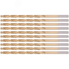 Сверла HSS по металлу, удлиненные, титановое покрытие 5.0х132 мм (10 шт)