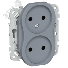 FLITE Розетка 2-местная без заземления без защитных шторок безвинтовое крепление 10А РС02-1-ФлМ маренго IEK