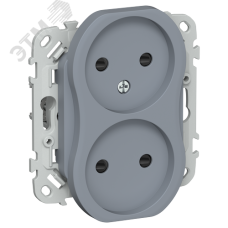 FLITE Розетка 2-местная без заземления с защитными шторками безвинтовое крепление 10А РСш02-1-ФлМ маренго IEK