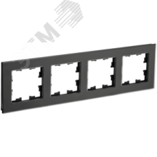 BRITE Рамка 4 поста РУ-4-2-Бр стекло черный матовый IEK