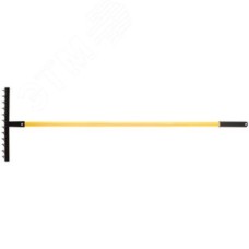 Грабли с желтым метализированным черенком, витой зуб, 12 зубьев