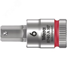 Головка торцевая 8740 A Hex-Plus HF Zyklop со вставкой под внутренний шестигранник DR 1/4 с функцией фиксации крепежа 6X28 мм