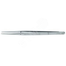 Пинцет захватный прецизионный с направляющим штифтом тонкие зазубренные губки L-155 мм хромоникелевая сталь антимагнитный кислотостойкий
