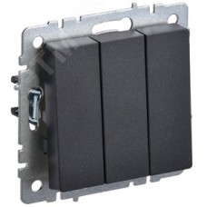 BRITE Выключатель трехклавишный 10А ВС10-3-0-БрЧ черный
