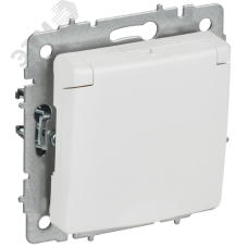 BRITE Розетка 1-местная с заземлением с защитными шторками и крышкой 16А IP20 РСбш10-3-БрАБ арктический белый IEK