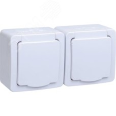 Гермес PLUS Розетка двойная наружная с заземлением с крышкой IP54