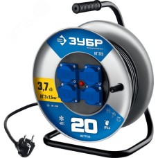 Удлинитель силовой на стальной катушке КГ-315, КГ, 3 x 1.5 мм2, 20 м, 3700 Вт, IP44, Профессионал