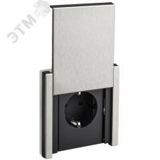 FORTE&PIANO Розетка 1-местная с заземлением с защитными шторками и крышкой безвинтовое крепление 16А IP44 FP719M металл никель IEK