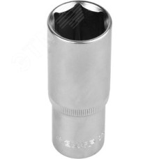 Головка торцовая ''Мастер'' (1/2''), удлиненная, Cr-V, FLANK, хроматированное покрытие, 17мм