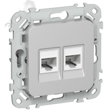 FLITE Розетка 2-местная компьютерная RJ45 категория 6 UTP РК6-2-0-ФлА алюминий IEK