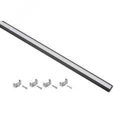 Профиль алюминиевый для светодиодной ленты 1712 накладной прямоугольный 2м с комплектом аксессуаров (опал) черный