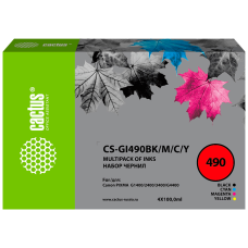 -/ Чернила Cactus CS-GI490BK/M/C/Y GI-490 многоцветный набор 4x100мл для Canon Pixma G1400/G2400/G3400