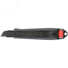 Нож технический 18 мм усиленный прорезиненный, дополнит. пластиковый прижим, черный, Профи
