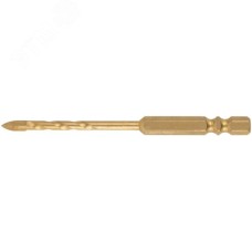 Сверло универсальное, 4 режущие кромки, титановое покрытие, шестигранный U-хвостовик под биту, 4х90 мм