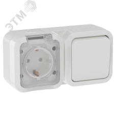 TORS Блок розетка + выключатель горизонтальный 16А IP55 TS342 белый IEK