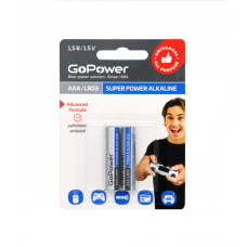 Батарейка AAA/ Батарейка GoPower LR03 AAA BL2 Alkaline 1.5V (2/24/480) блистер (2 шт.)