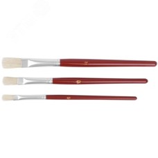 Кисти художественные, натуральная щетина, деревянная ручка, плоские, набор 3 шт