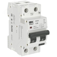 Выключатель автоматический дифференциального тока B10N 1P+NP C25 30мА тип A (36мм)