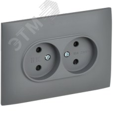SKANDY Розетка 2-местная без заземления с защитными шторками 10А в сборе SK-R09Gr серый IEK