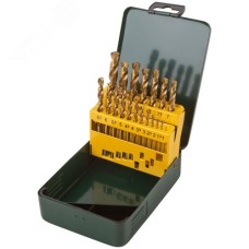 Набор сверл HSS по металлу, титановое покрытие, 19 шт. (1-10 мм), металлический бокс