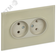 SKANDY Розетка 2-местная без заземления без защитных шторок для плоской вилки 10А SK-R03B стекло бежевый