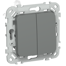 FLITE Выключатель 2-клавишный проходной 10А ВС62-1-0-ФлМА мокрый асфальт IEK