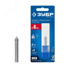 Борфреза твердосплавная, ПРОФЕССИОНАЛ тип J зенкер с вершиной 60°, 6х5 мм, хвостовик 6 мм