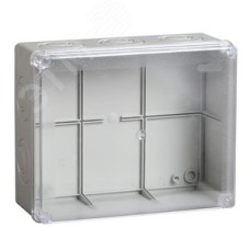 Коробка КМ41275 распаячная для открытой проводки 240х195х90мм IP44 RAL7035 прозрачный красный кабельные вводы