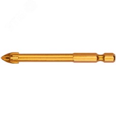 Сверло по кафелю, 4 режущие кромки, титановое покрытие, U-хвостовик под биту 8х76 мм