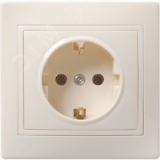 KVARTA Розетка 1-местная с заземлением с защитными шторками 16А РСш10-3-ККм кремовый GENERICA