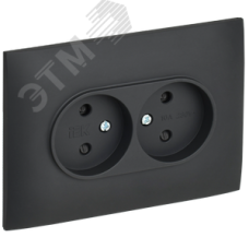 SKANDY Розетка 2-местная без заземления с защитными шторками 10А в сборе SK-R09G графит IEK