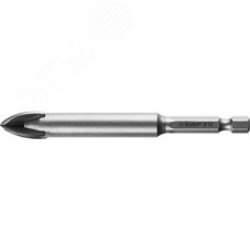 Сверло по кафелю, керамике, стеклу, с четырьмя режущими лезвиями, шестигранный хвостовик, 14 мм, ''Профессионал'' 29845-14