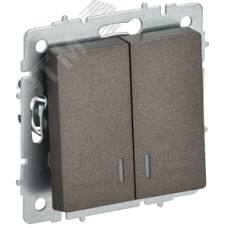 BRITE Выключатель 2-клавишный с индикацией для отелей 10А ВС10-2-9-БрТБ темная бронза IEK
