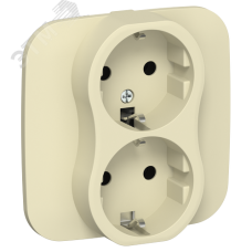 FLITE Розетка 2-местная с заземлением без защитных шторок безвинтовое крепление 16А в сборе РС12-1-А-ФлН навахо IEK