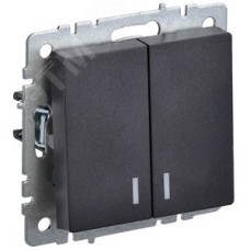 BRITE Выключатель двухклавишный с индикацией 10А ВС10-2-1-БрЧ черный