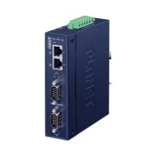 конвертер/ PLANET IP30 Industrial 2-Port RS232/RS422/RS485 Serial Device Server (2 x 10/100TX, -40~75 degrees C, 15KV isolation, dual 12~48V DC )
