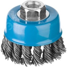 Щетка чашечная для УШМ, плетеные пучки стальной проволоки 0,8мм, 65ммхМ14 ''Профессионал''.