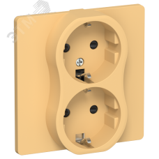 FLITE Розетка 2-местная с заземлением с защитными шторками безвинтовое крепление 16А в сборе РСш12-1-К-ФлЗ золотарник IEK